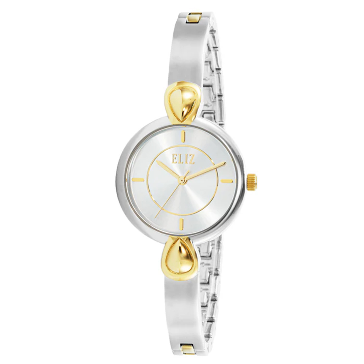 Eliz Round 30mm Silver Dial Gold Meta Bracelet Watch For Women ES8829L2TST