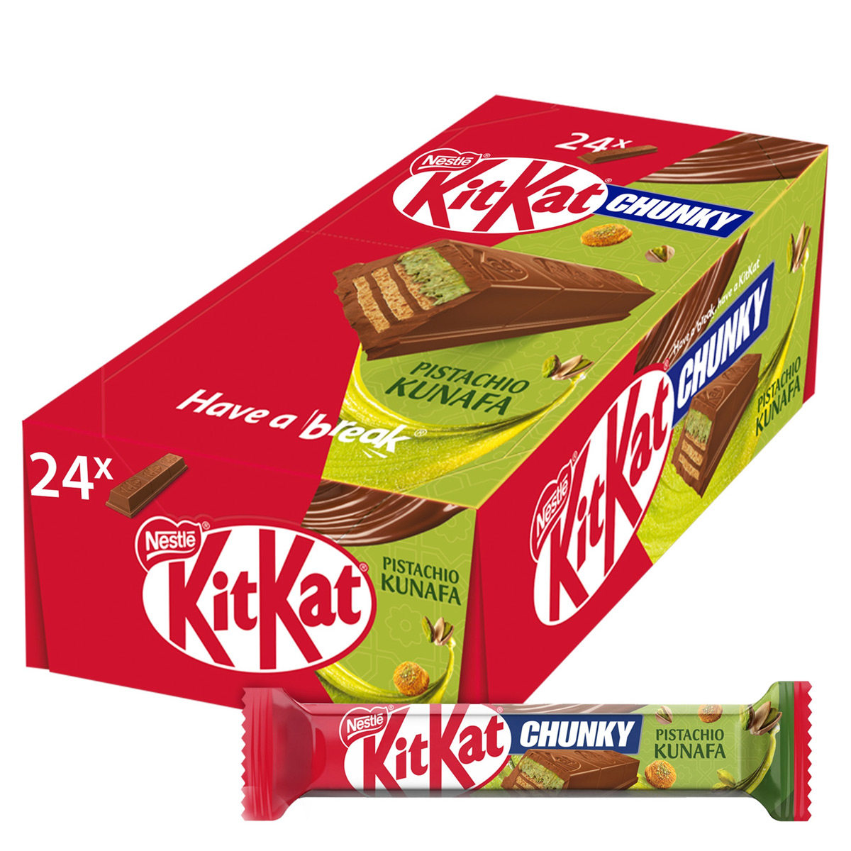 Nestle Kitkat Chunky Pistachio Kunafa Pack 1x24 Pieces