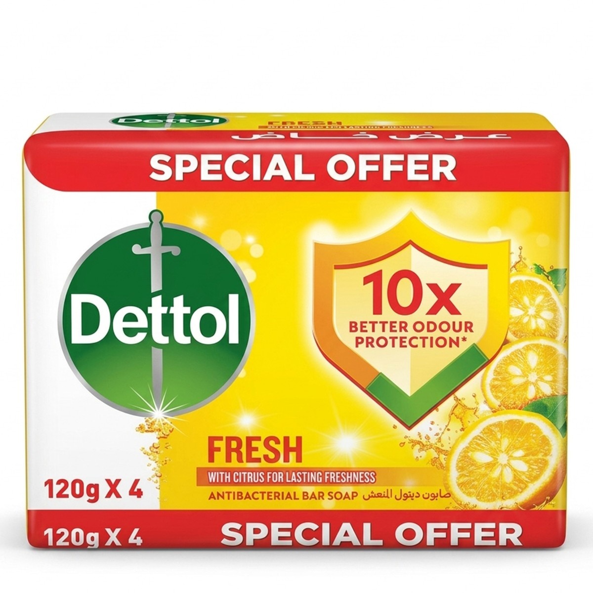 Dettol Fresh Antibacterial Bar Soap Citrus 4x120g