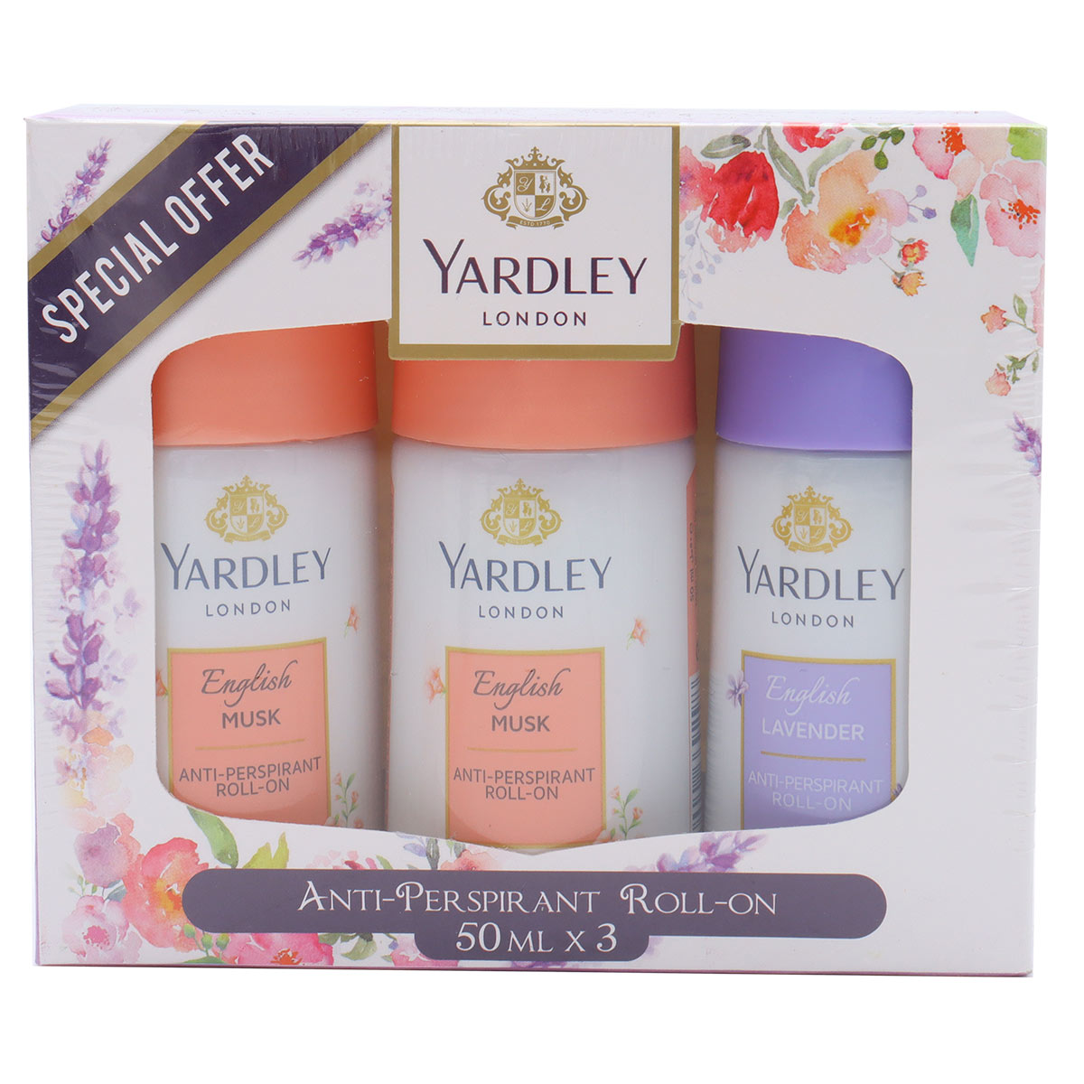 Yardley Anti Perspirant Roll On 3x50ml