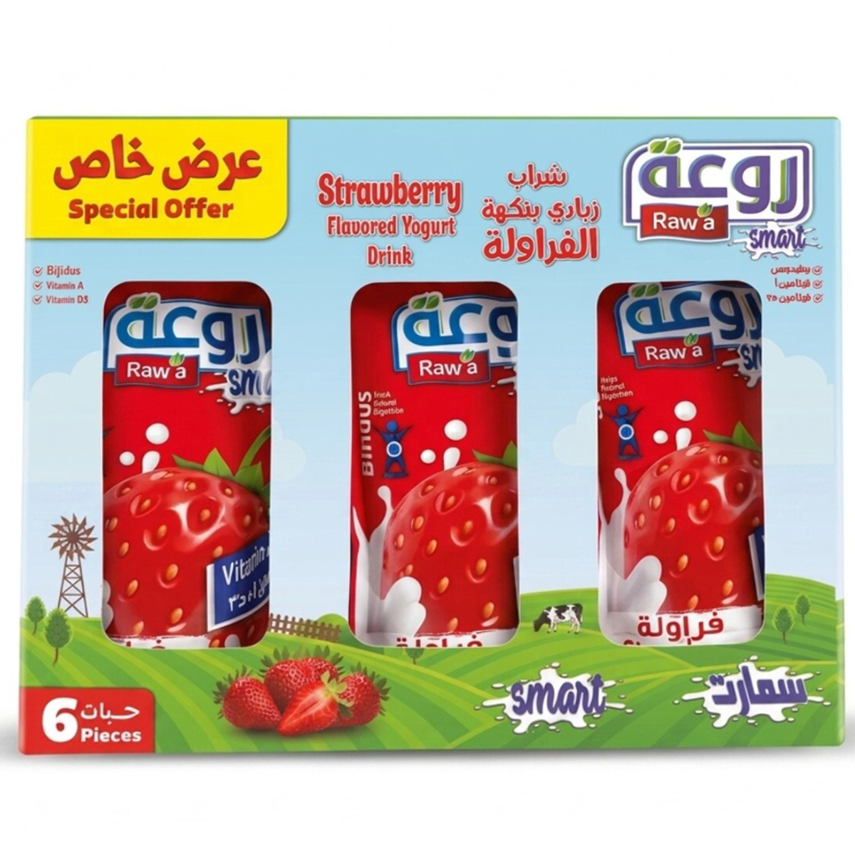 Raw'a Strawberry Flavored Yogurt Drink 6x100g
