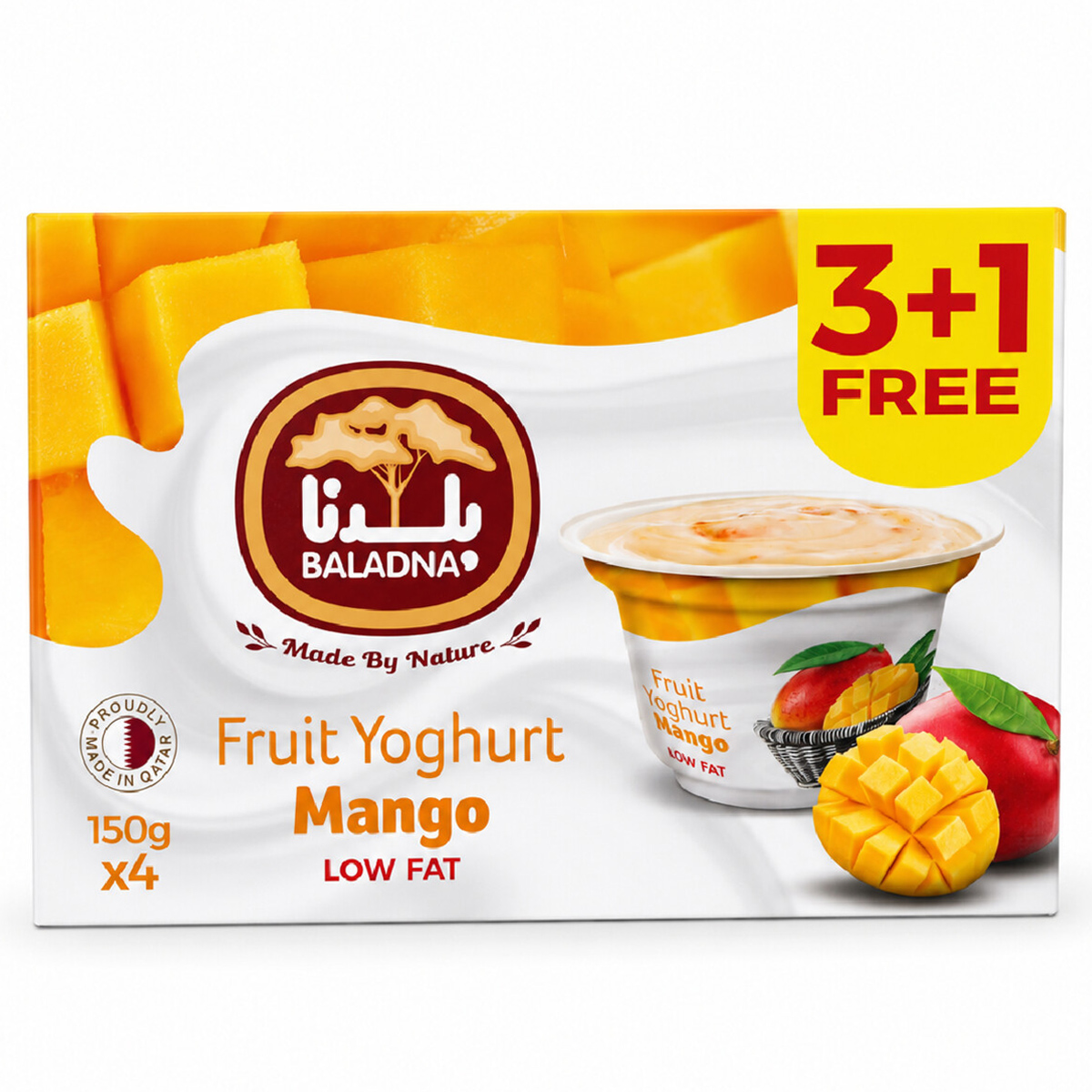 Baladna Low Fat Mango Fruit Yoghurt 4x15g