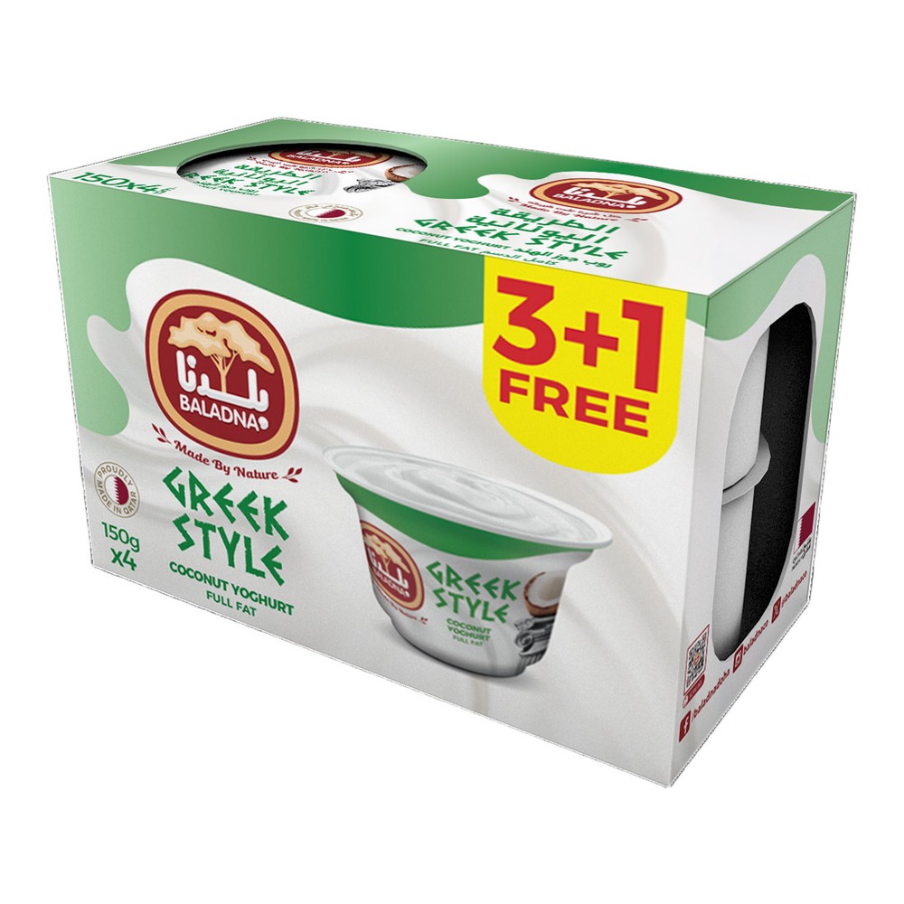 Baladna Greek Style Coconut Yoghurt Full Fat 4x150g