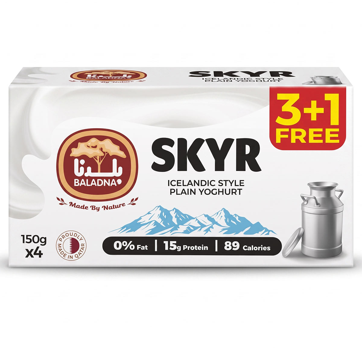 Baladna Skyr Icelandic Style Plain Yoghurt 4x150g