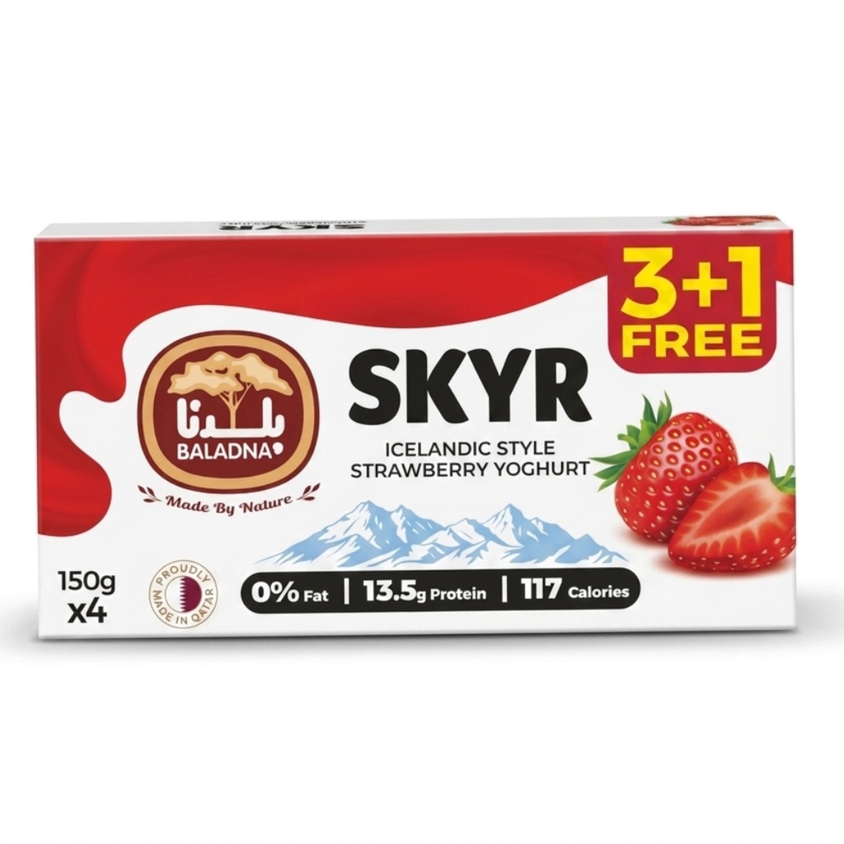 Baladna Skyr Icelandic Style Strawberry Yoghurt 4x50g