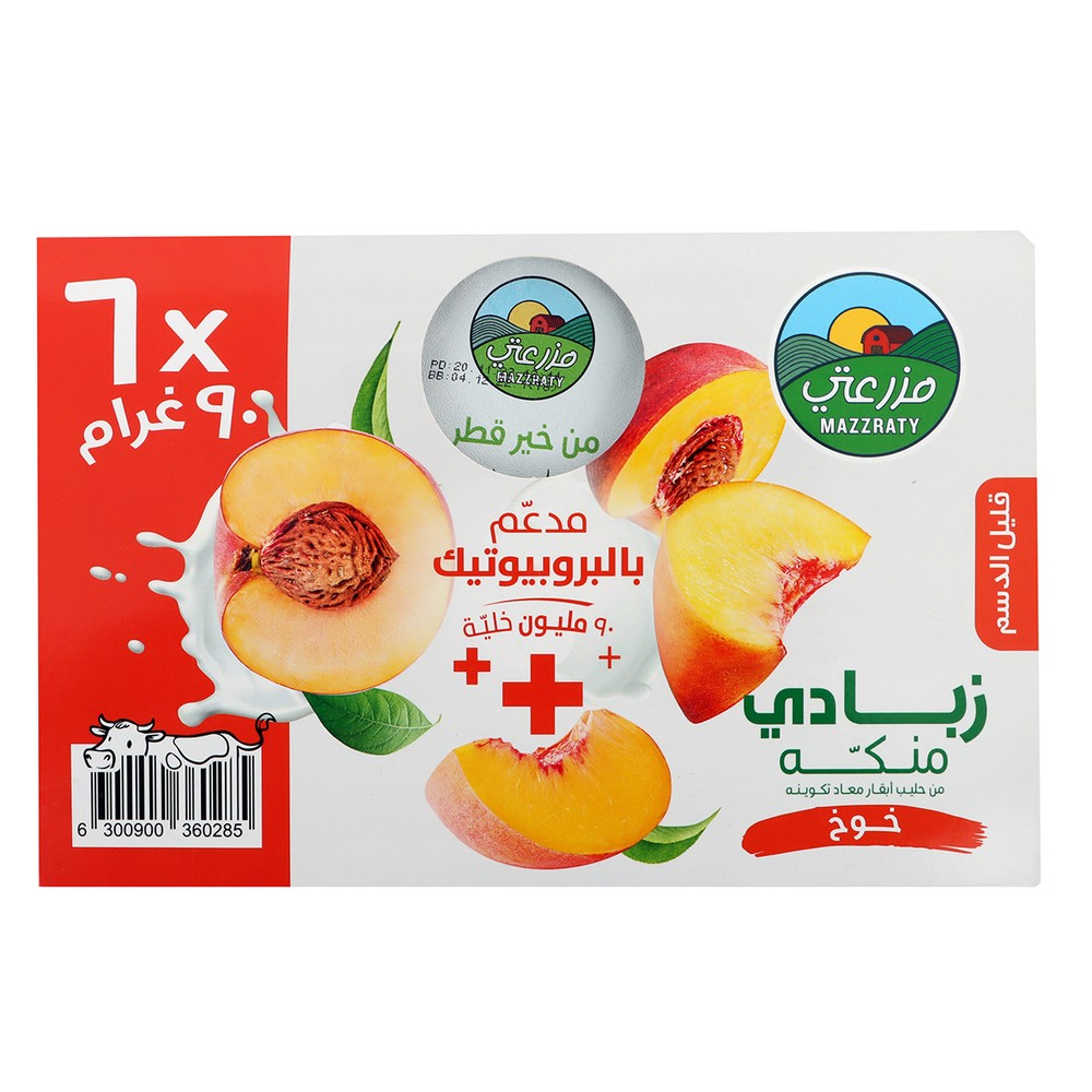 Mazzarty Low Fat Peach Flavored Yoghurt 6x90g