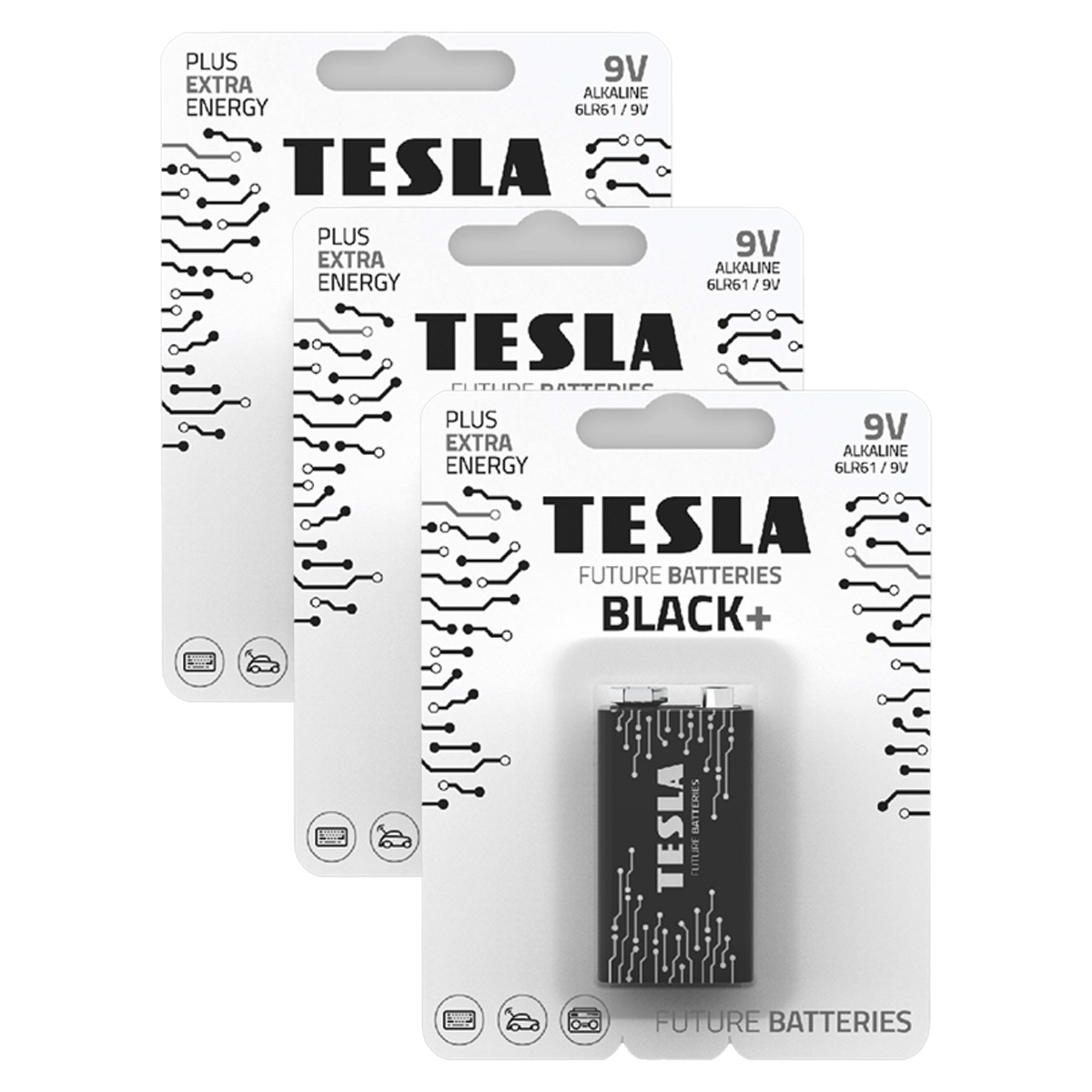 Tesla Alkaline Batteries Black+ 9V