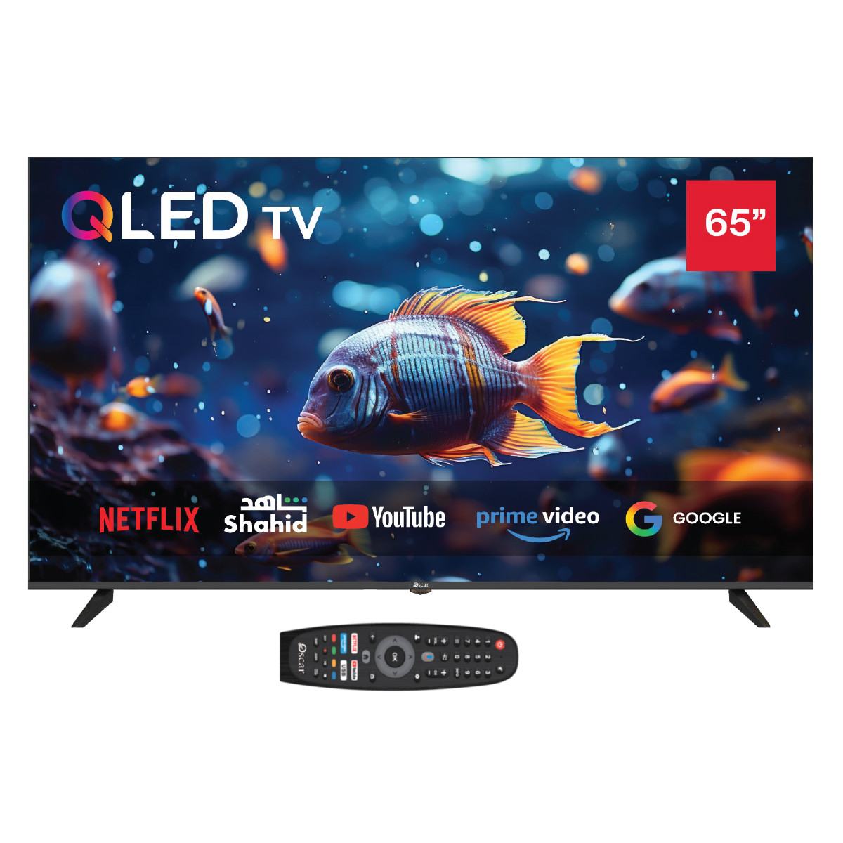 تلفزيون أوسكار الذكي من جوجل، مقاس 65 بوصة، بتقنية QLED ودقة 4K UHD
