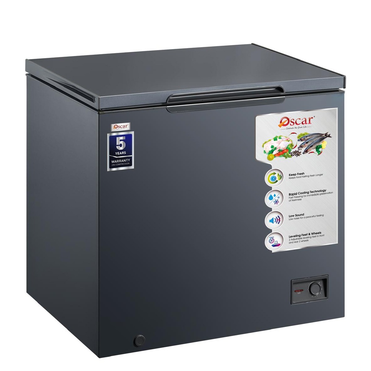Oscar Chest Freezer 198L Black