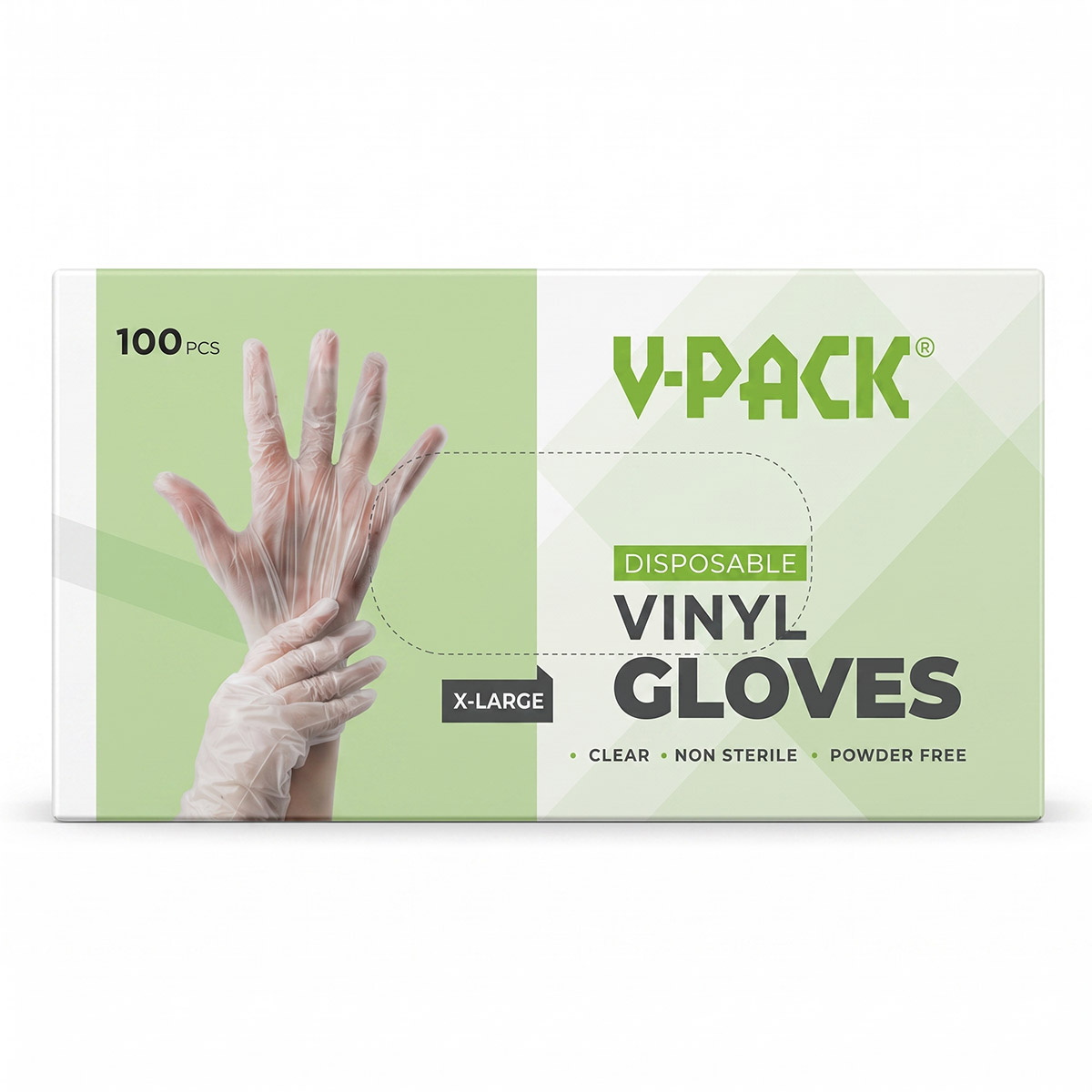 V-Pack Disposable Vinyl Gloves XL Size 1 x 100 Pieces