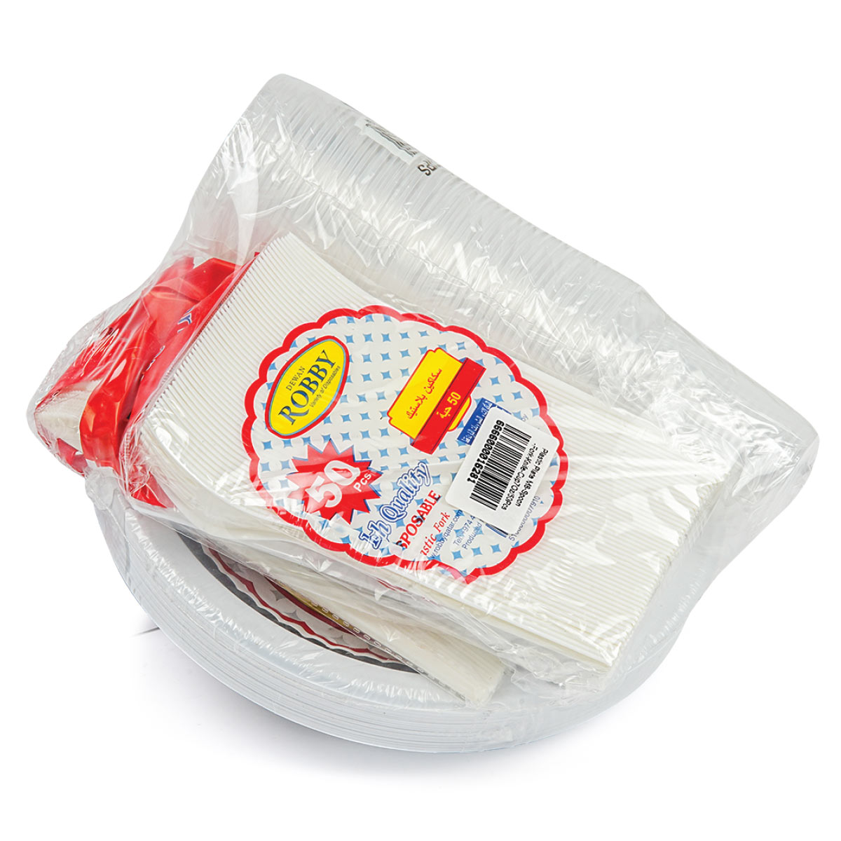 Robby Disposable Plates Spoon Fork And Cup 50 Pieces
