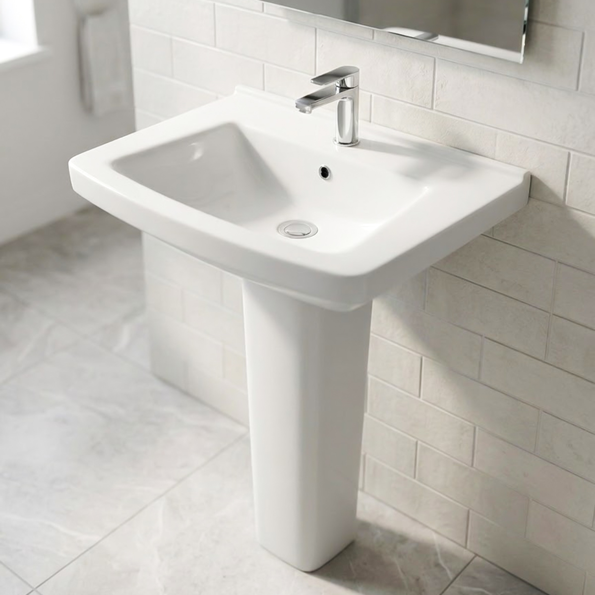 Parwas Basin With Full Pedestal 460x586x877cm | Kitchen & Bath Essentials | Wash Basins | Pedestal Parwas Basin With Full Pedestal 460x586x877cm | Kitchen & Bath Essentials | Wash Basins | Pedestal