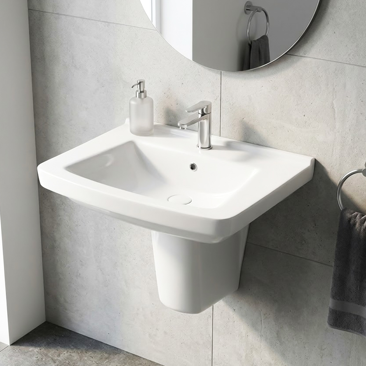 Parwas Basin With Half Pedestal 460x586x545cm | Kitchen & Bath Essentials | Wash Basins | Pedestal Parwas Basin With Half Pedestal 460x586x545cm | Kitchen & Bath Essentials | Wash Basins | Pedestal