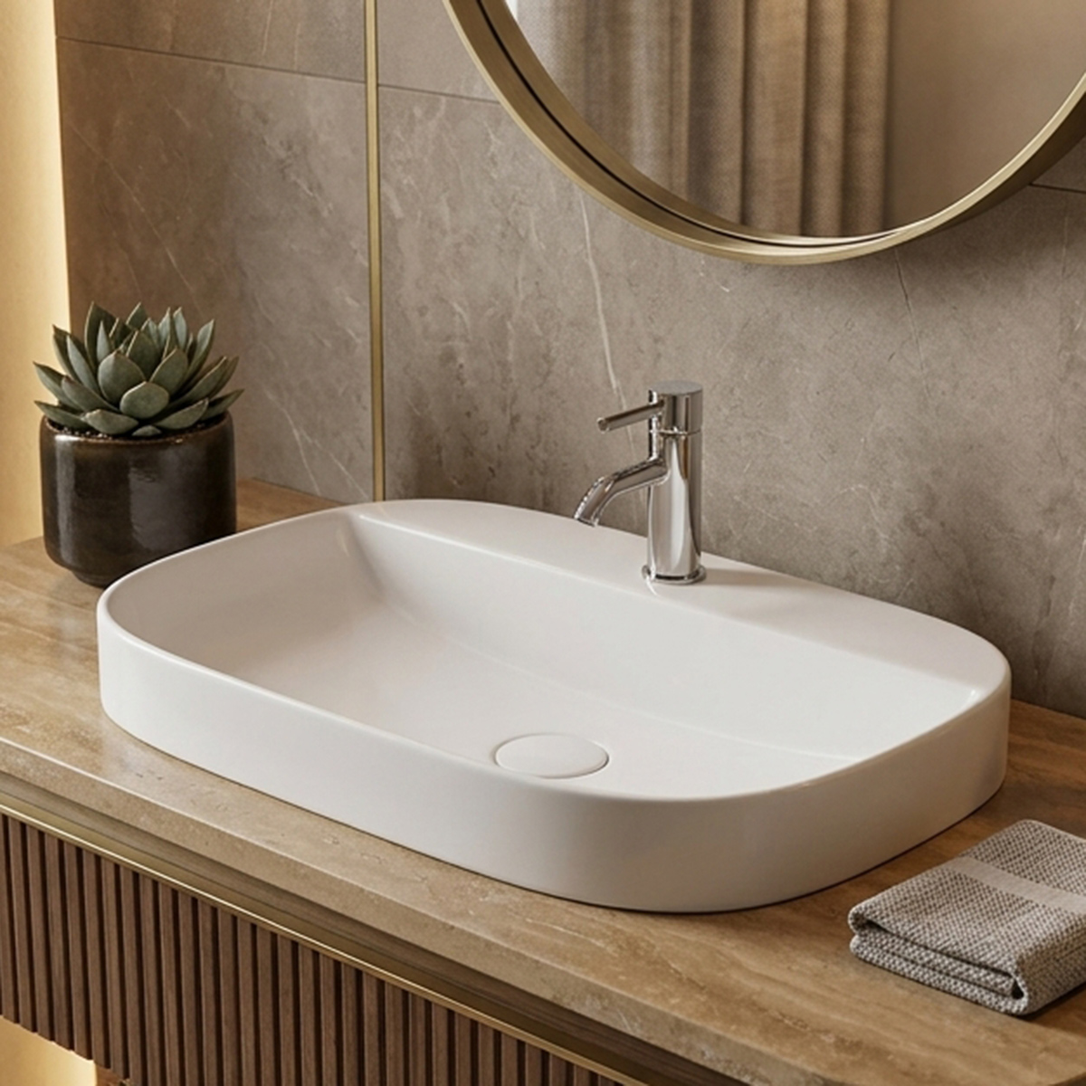 Ceramic Rectangular Bathroom Sink (540 x 375 x 125mm)