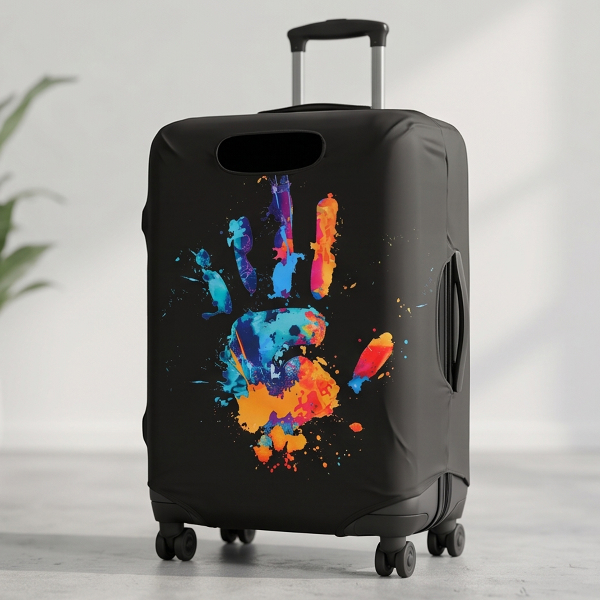 Italo Colorful Hand Print Elastic Luggage Cover Medium Size