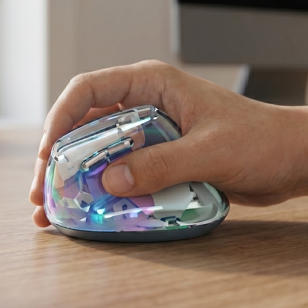 Porodo Crystal Shell Vertical Wireless Mouse