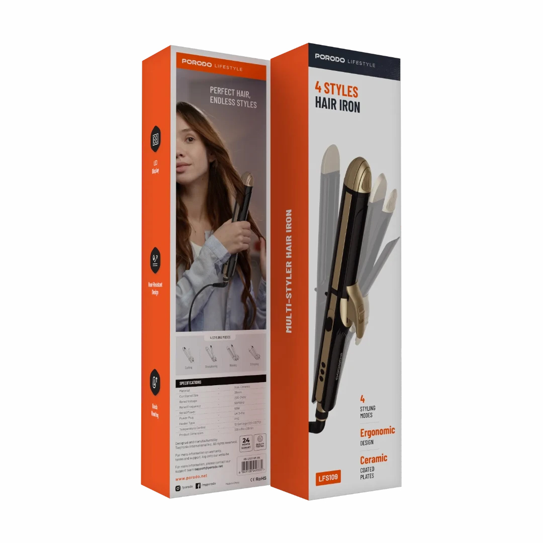 Porodo 4 Styles Hair Iron PD-LFST109-BK