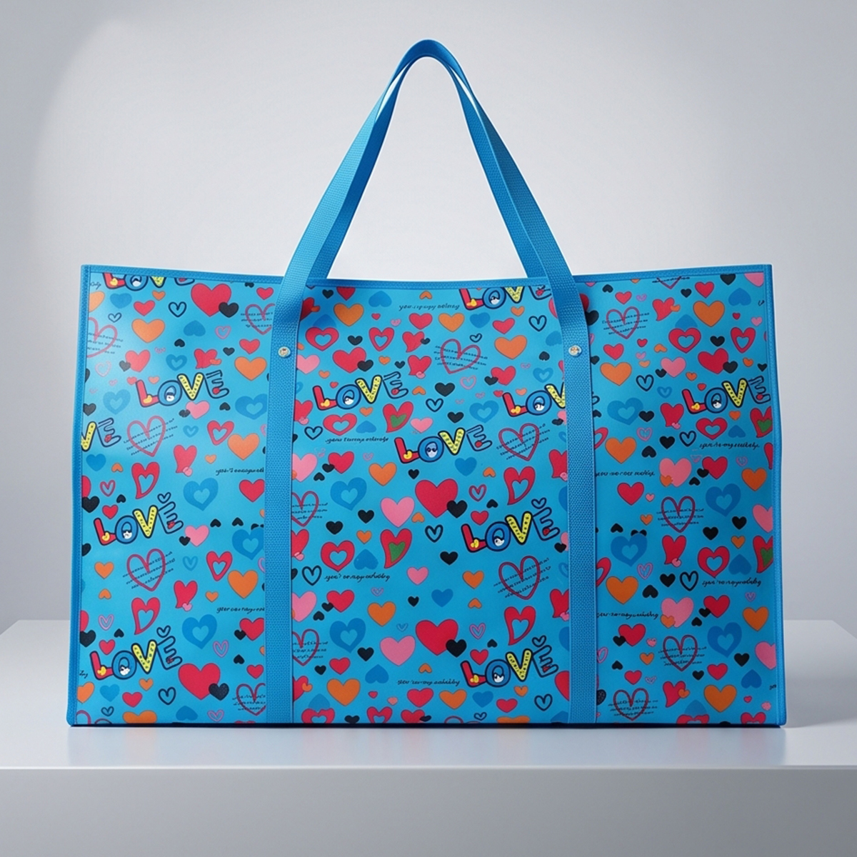 Blue Colorful Heart Patterned Cargo Bag