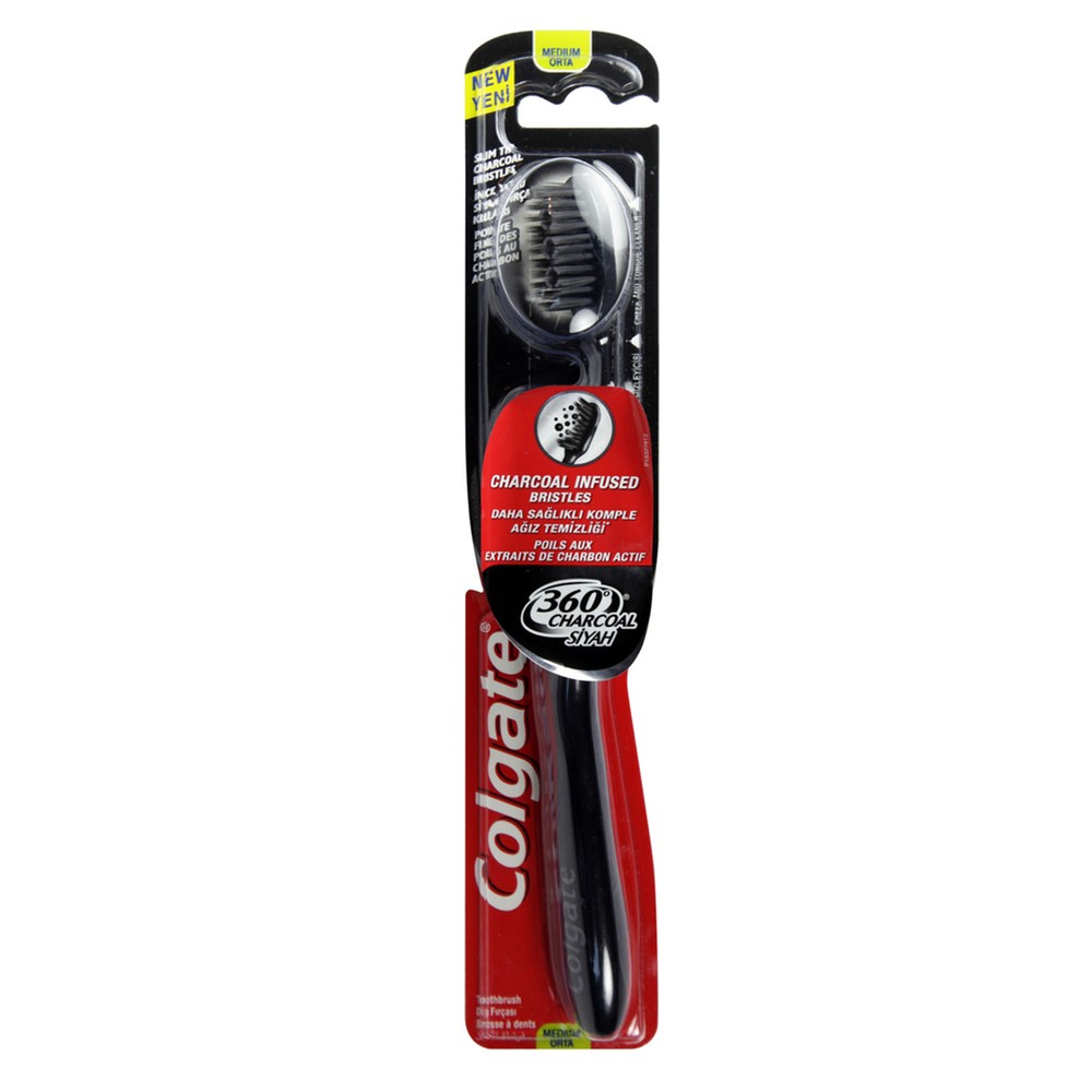 Colgate 360 Charcoal Siyah Medium Toothbrush