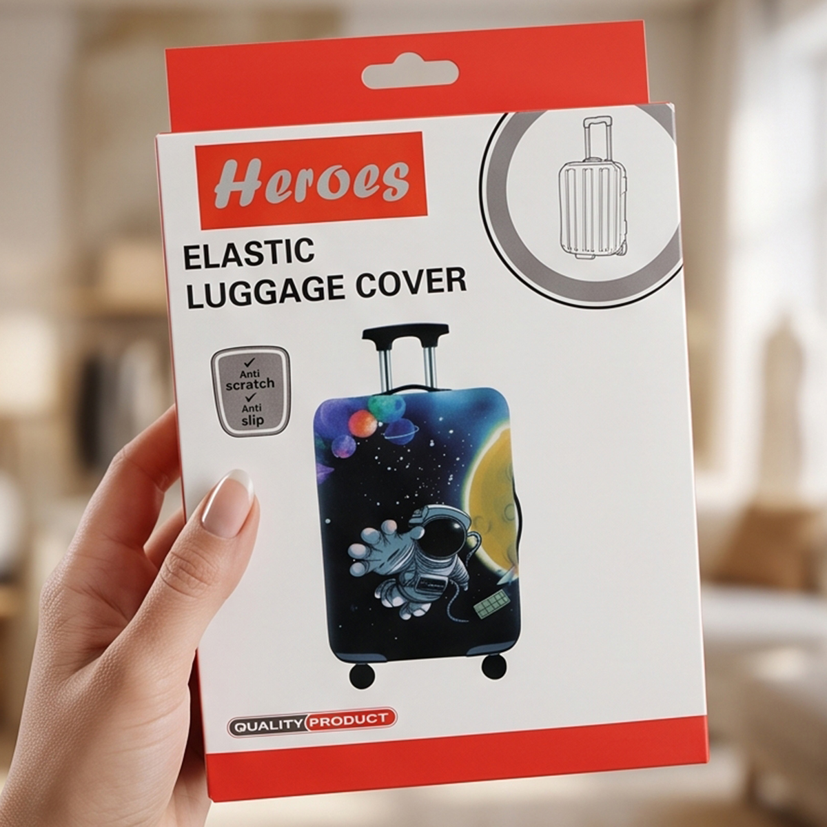 Heroes Space Printed Elastic Luggage Cover Medium Size