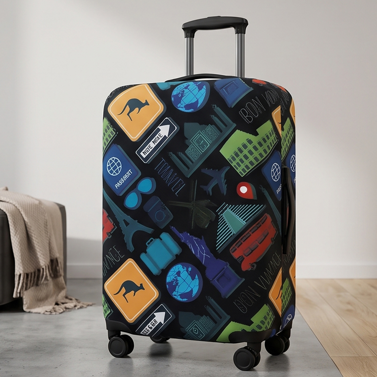 Heroes Travel Themed Elastic Luggage Cover Medium