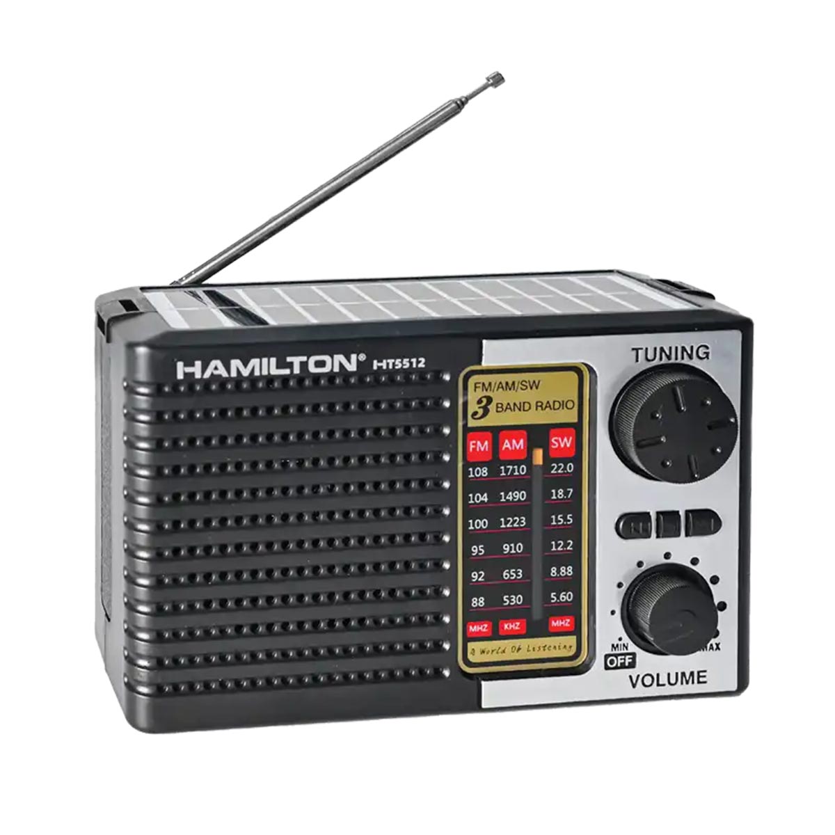 Hamilton Solar Rechargeable 3 Band Radio HT5512