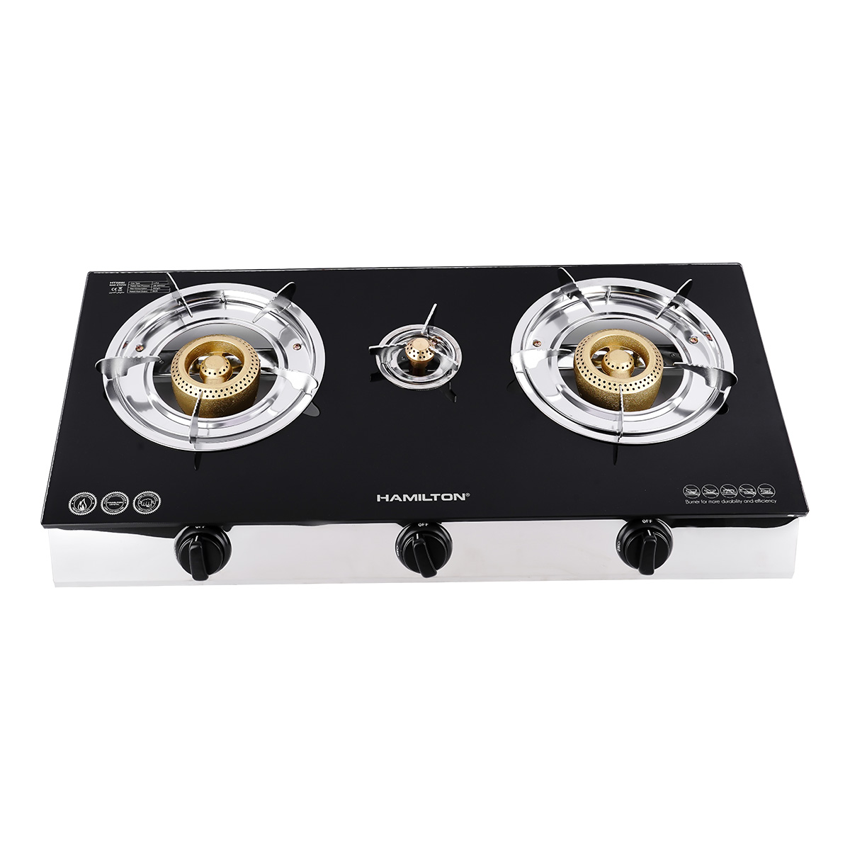 Hamilton Three Burnner Glass Gas Stove HT1131GC