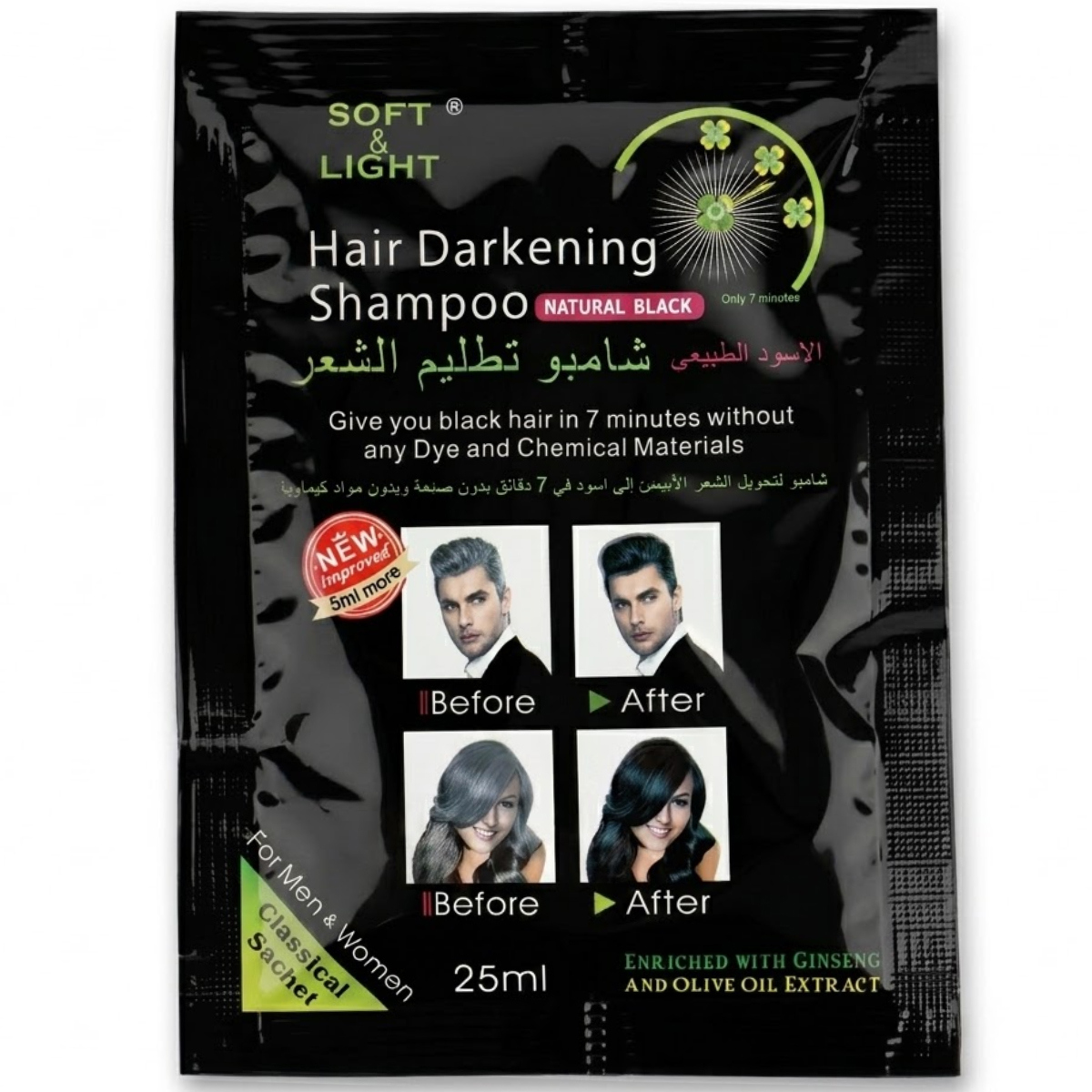 Soft & Light Hair Darkening Shampoo Natural Black 25ml