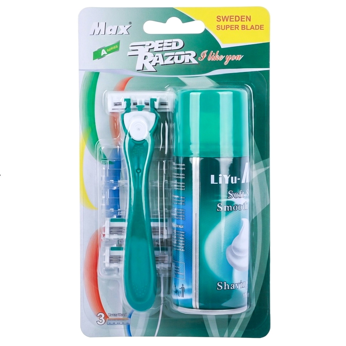 Max Speed Razor Triple Blade Pivoting Set with Shaving Cream 110ml