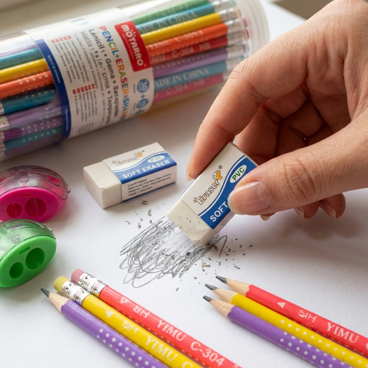 Motarro 42-Piece Pencil and Eraser Set