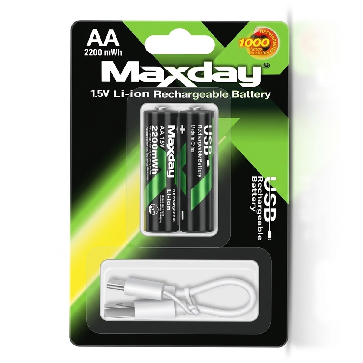 Maxday Rechargeble Battery With Usb Cable 1.5V