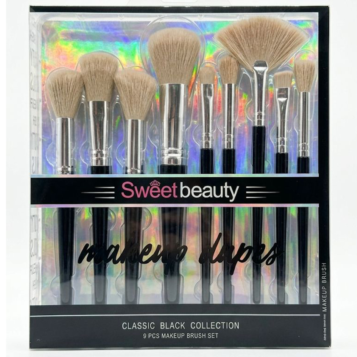 Sweet Beauty Classic Black Collection Makeup Brush Set 9 Pieces Set