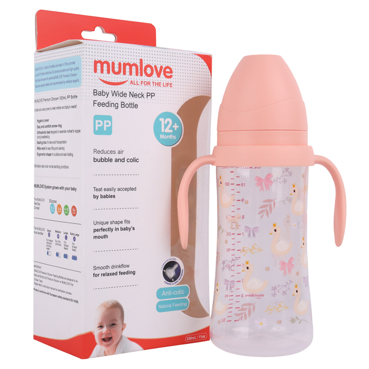 Mumlove PP Wide Neck Baby Feeding Bottle 330ml