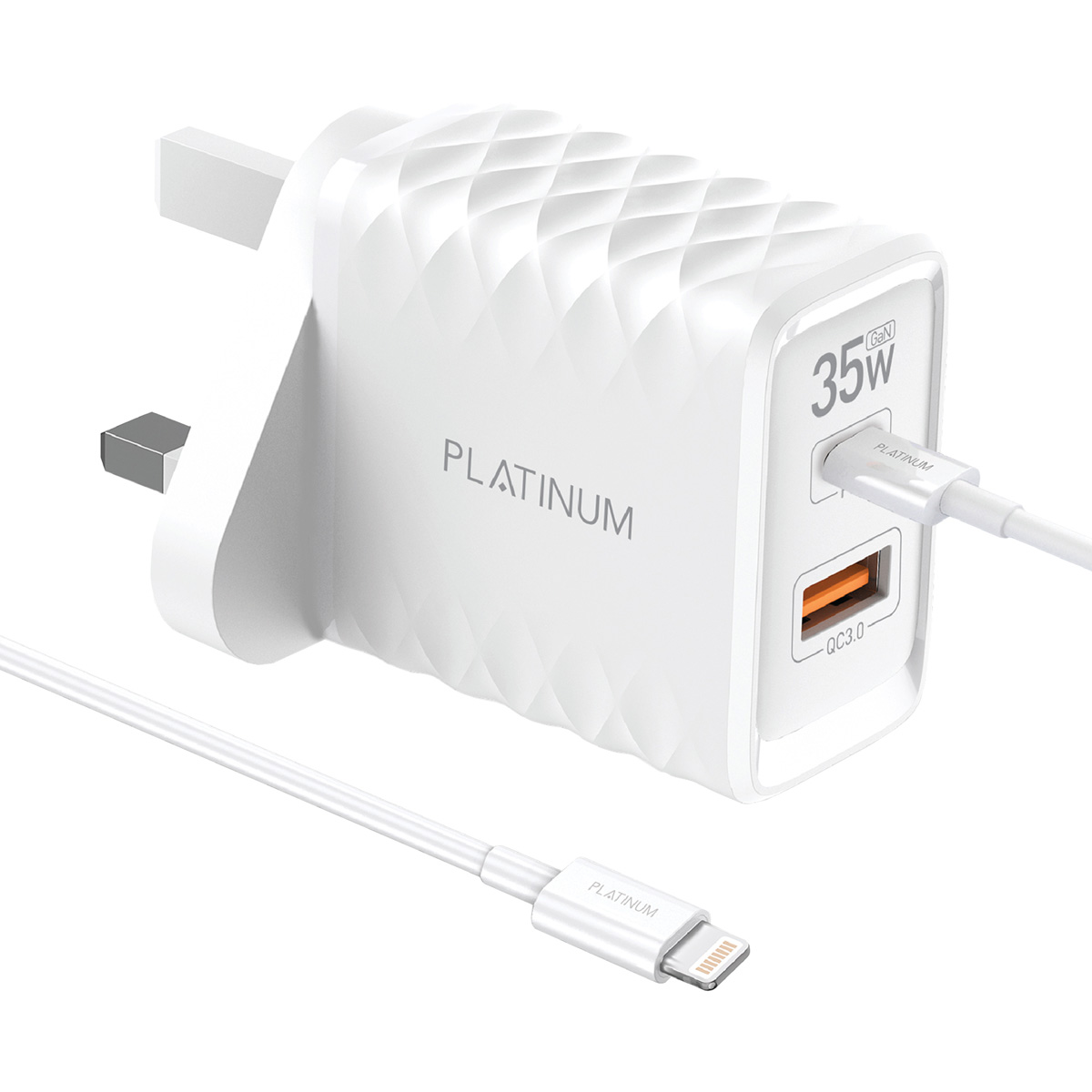 Platinum Dual Fast Charging Travel Adapter White 35W