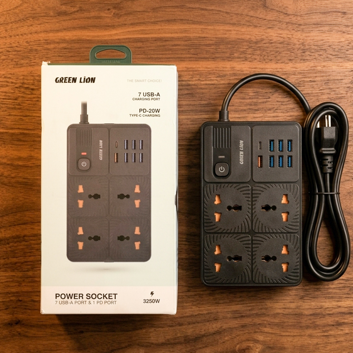 Green Lion Power Socket Extension 7 USB-A Port & 1 PD 3250W
