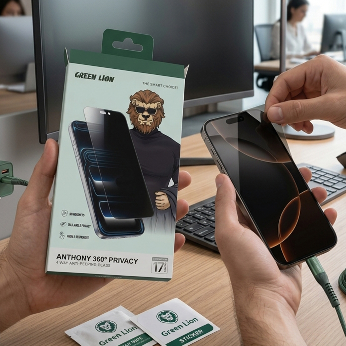 Green Lion 3D Edge Privacy Glass Screen Protector Iphone 16 Pro & 17