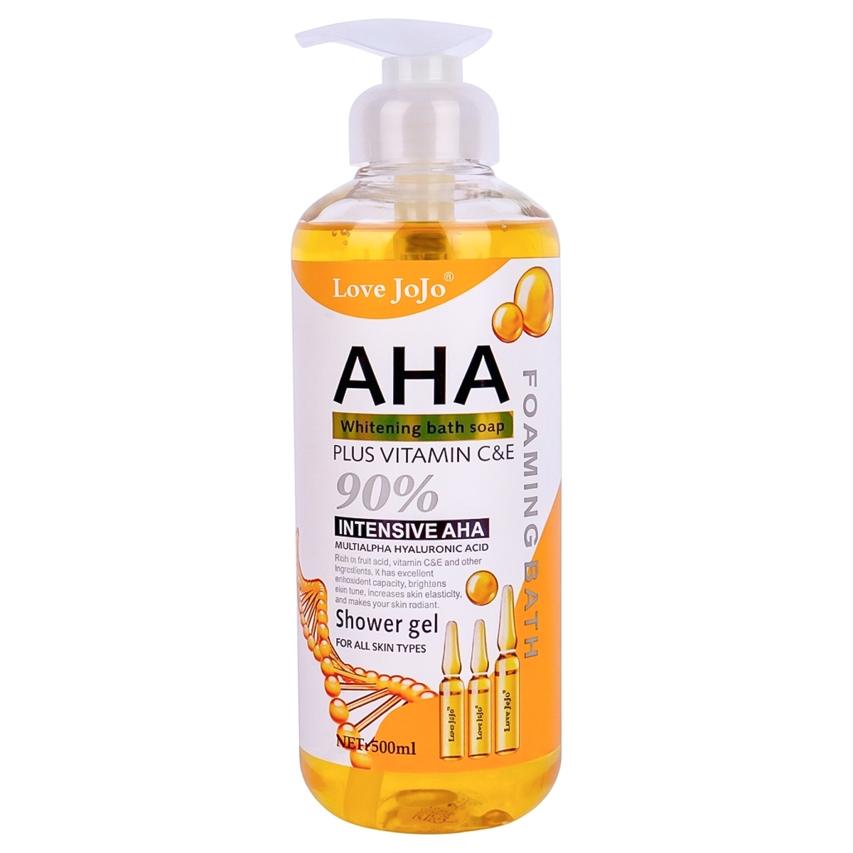 Love JoJo AHA Whitening Bath Soap Plus Vitamin C&E Shower Gel 500ml