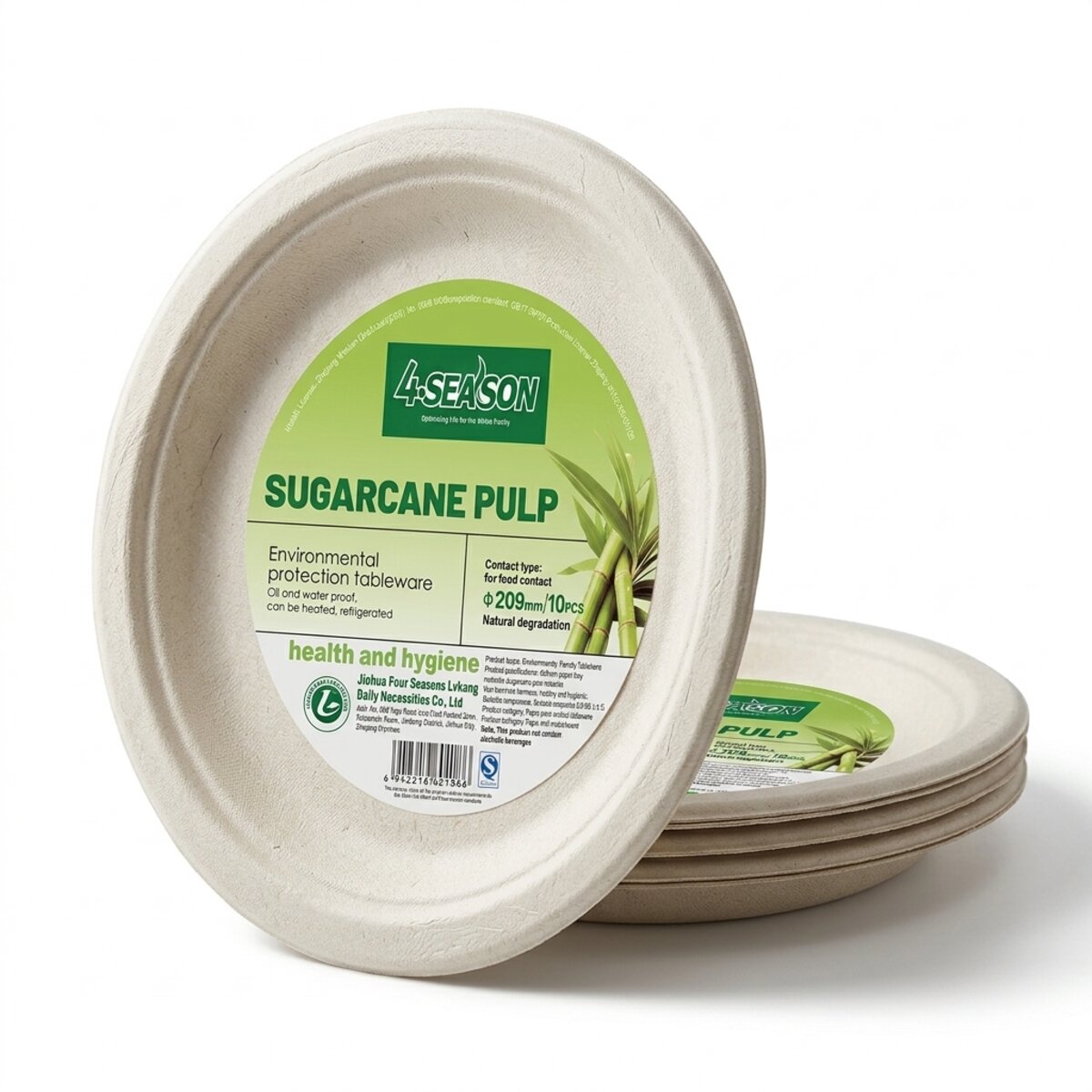 4-Season Sugarcane Pulp Tableware 209mm 1x10 Pieces