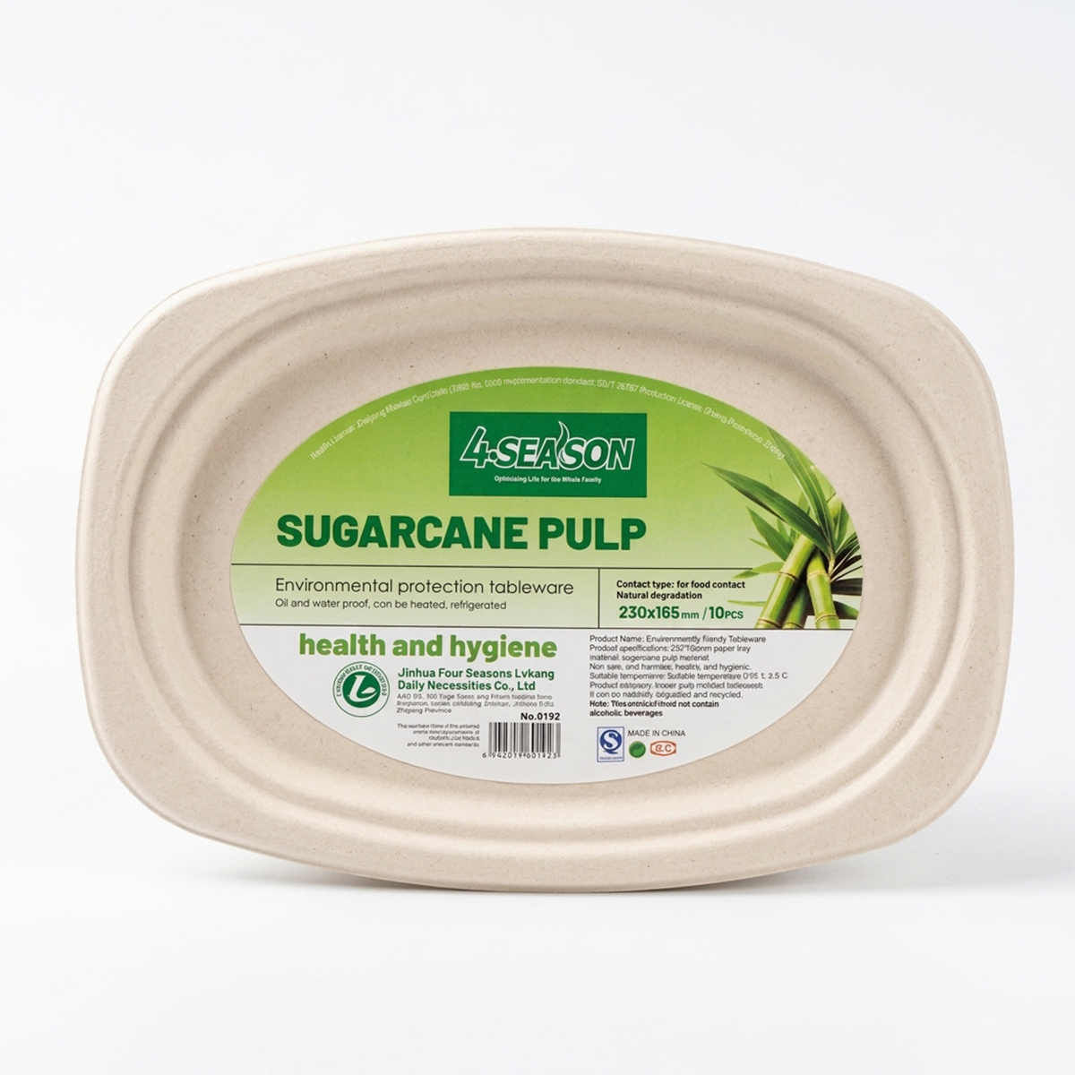 4-Season Environmental Protection Sugarcane Pulp Tableware 10 Pieces