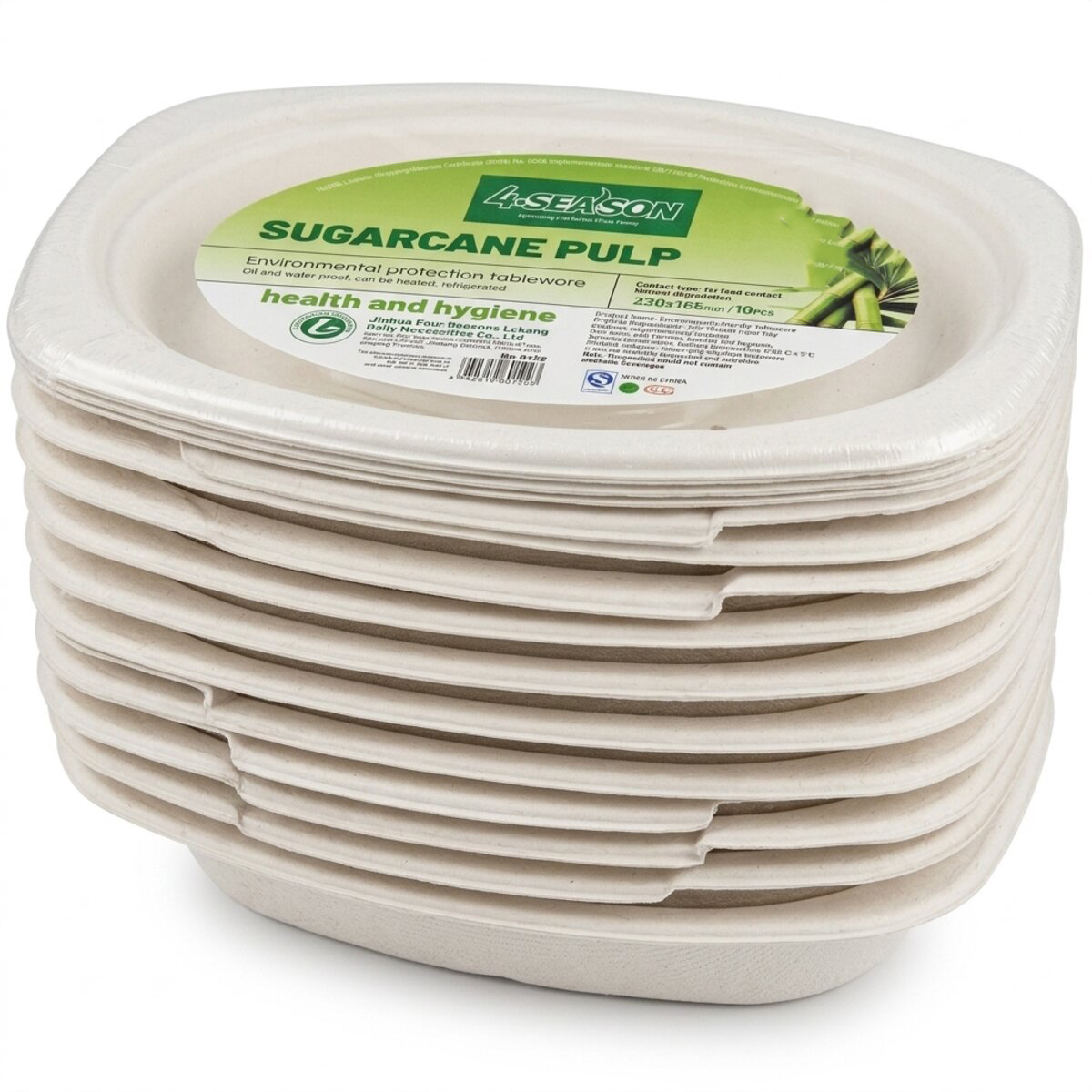 4-Season Sugarcane Pulp Tableware 230x165mm 1x10 Pieces