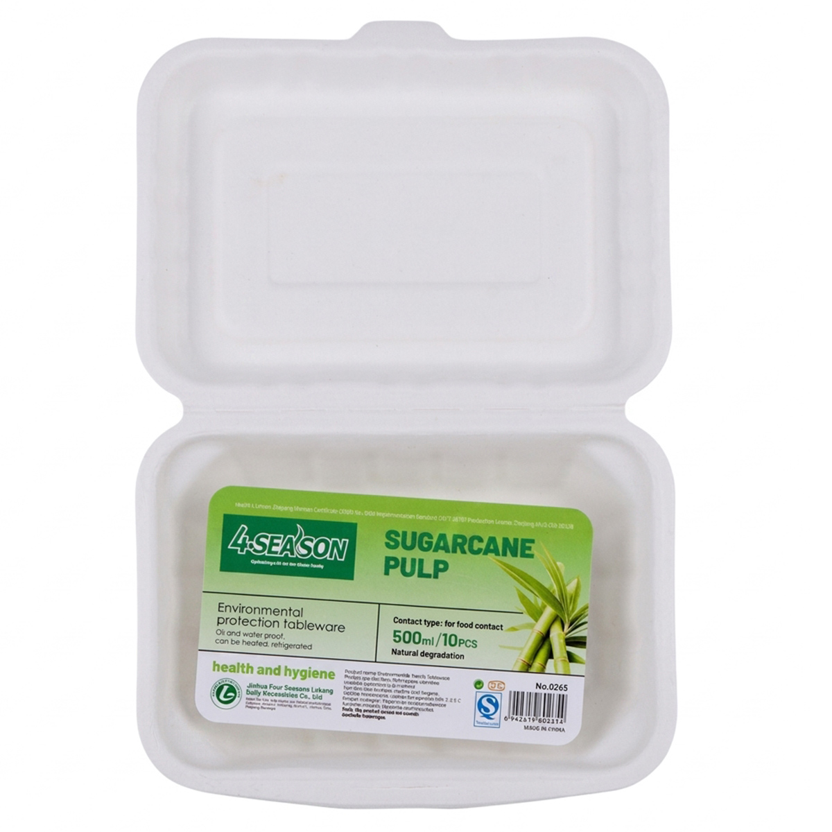 4-Season Sugarcane Pulp Environmental Protection Tableware 10 Pieces 500ml