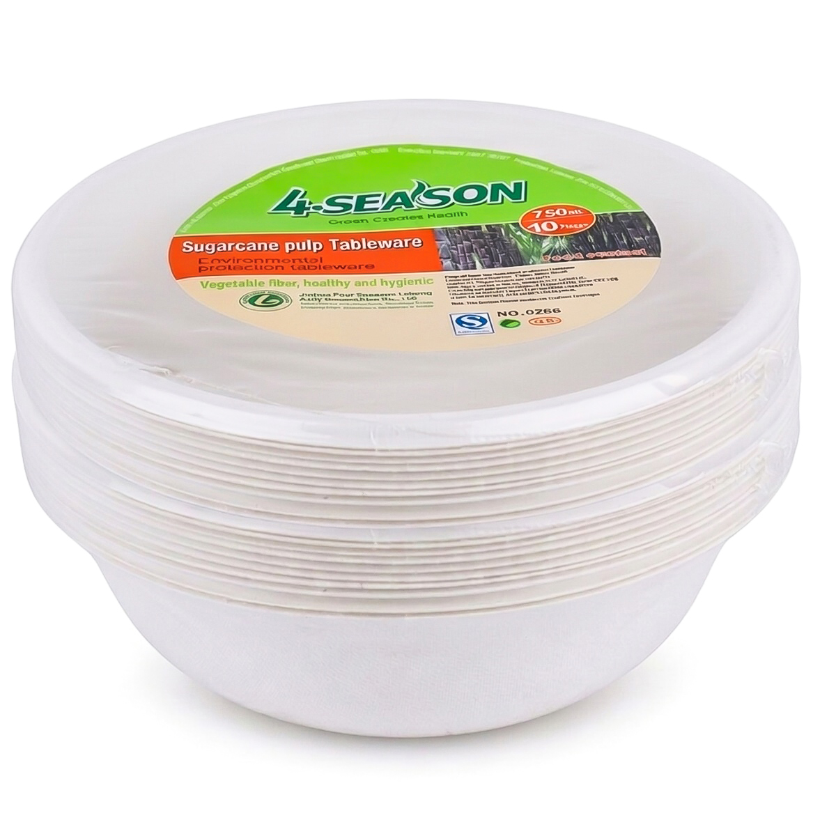 4-Season Sugarcane Pulp Tableware 10x750ml