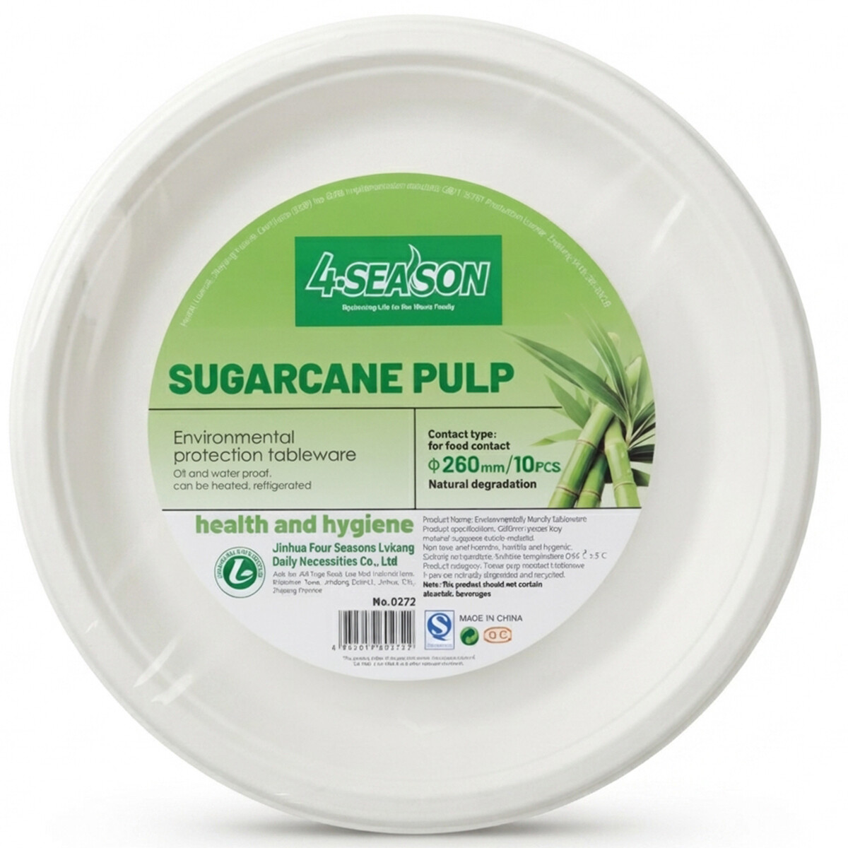 4 Season Sugarcane Pulp Disposable Plates 260mm x 10 Pieces