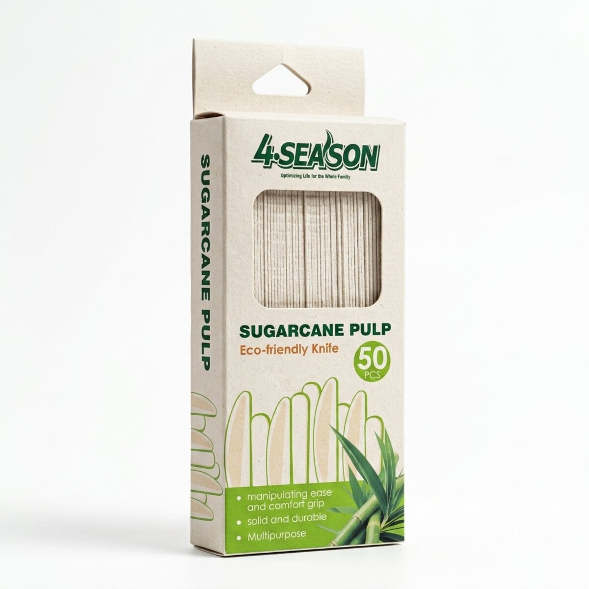 4-Season Eco-friendly Sugarcane Pulp Knife 1x50 Pieces