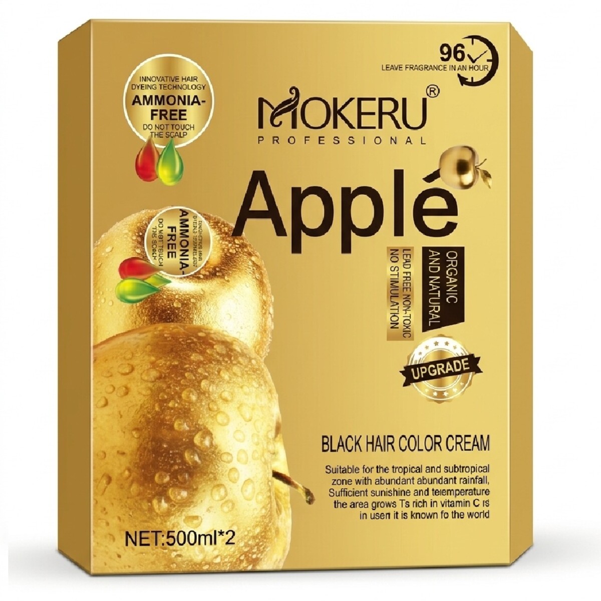 Mokeru Professional Apple Black Hair Color Cream 500ml