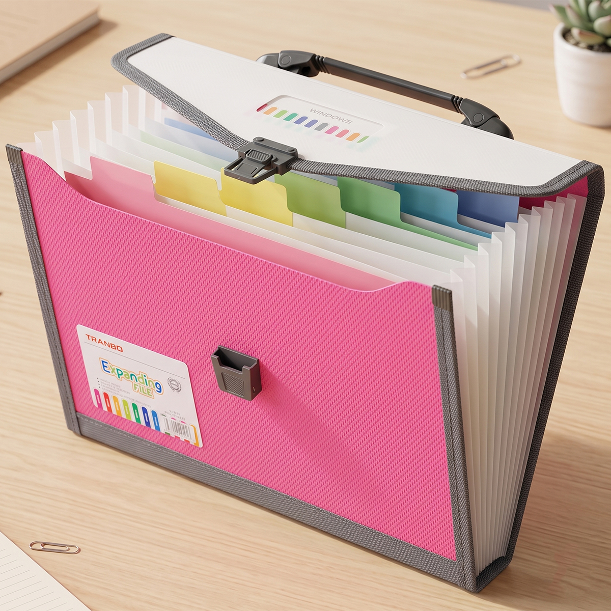 Tranbo A4 Expanding File Folder with Handle