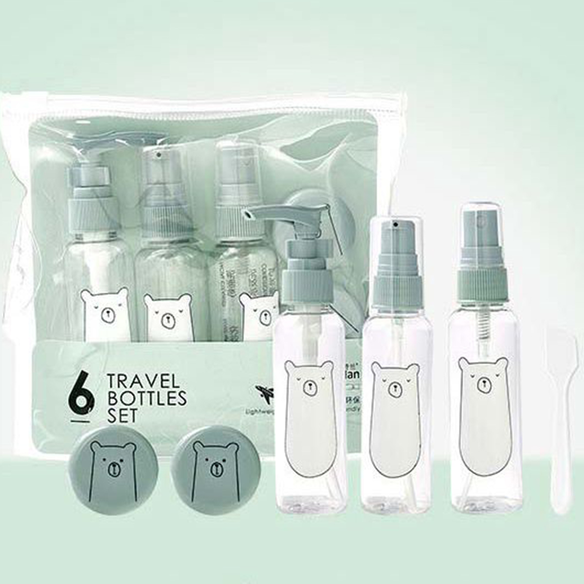 Travel Bottles Set Bear Design 6 Pieces Set