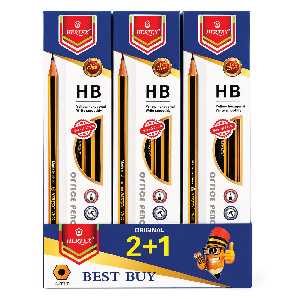Hertex HB Hexagonal Pencils Yellow 2.2mm