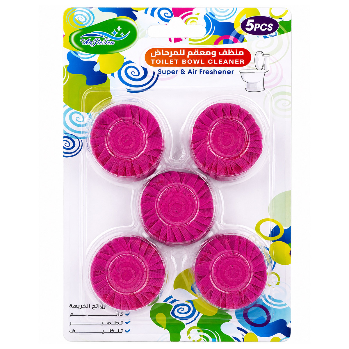An Jie Ten Super Toilet Bowl Cleaner & Air Freshener 5 Pieces