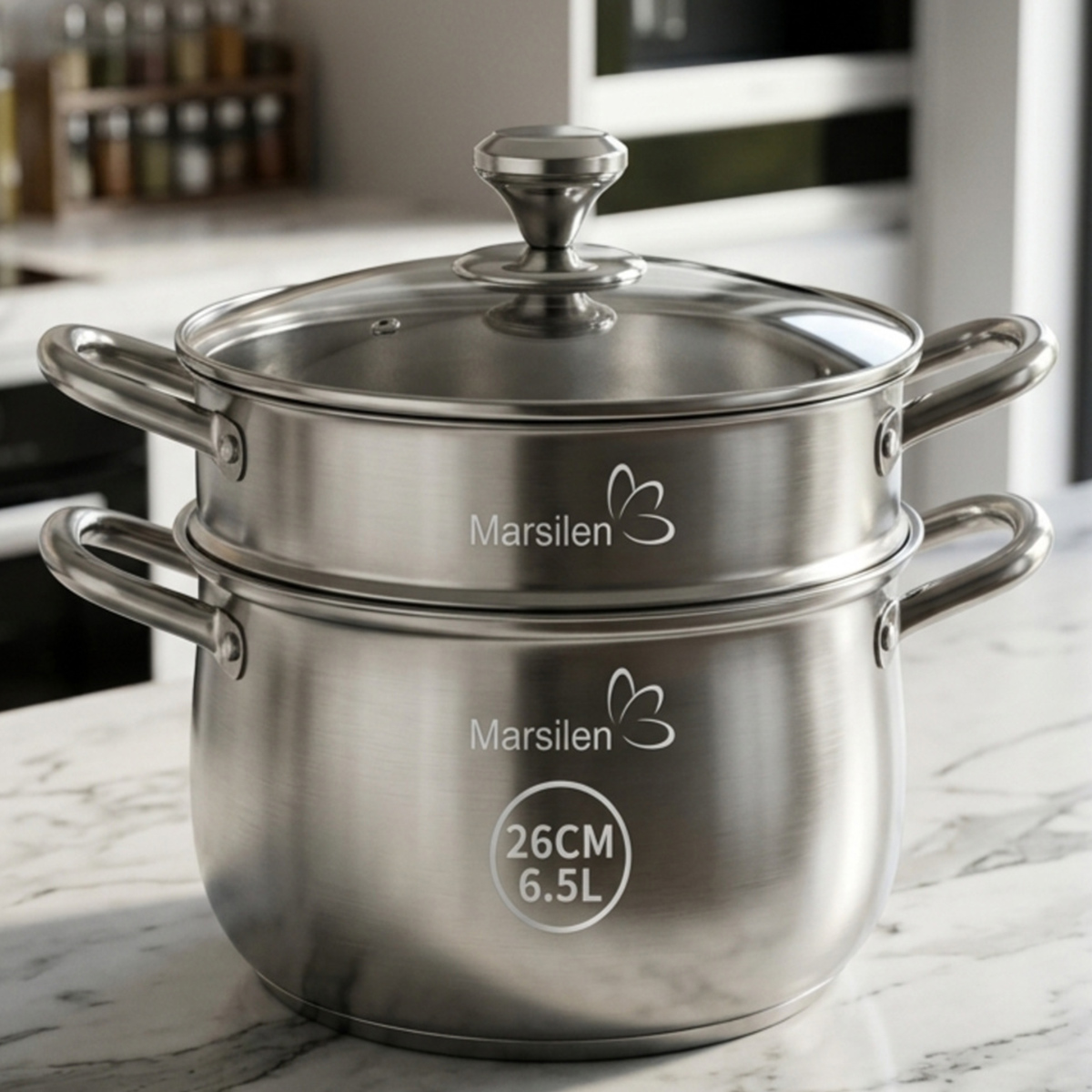 Marsilen Stainless Steel Steamer Pot 26cm 6.5L